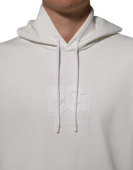 Dolce & Gabbana White Logo Hooded Men Sweatshirt  Sweater