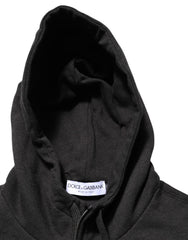 Dolce & Gabbana Black Logo FullZip Hooded Sweatshirt Sweater