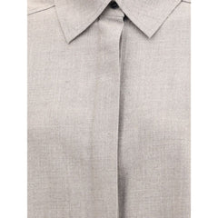 Di Stavnitser Gray Fleece Wool Dress Shirt
