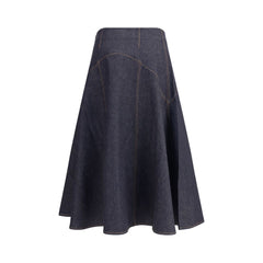 Jacquemus Blue Cotton Midi Skirt