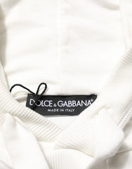 Dolce & Gabbana Off White Cotton Panda Hooded Sweatshirt Sweater