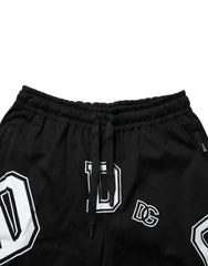 Dolce & Gabbana Black Logo Print Cotton Casual Bermuda Short