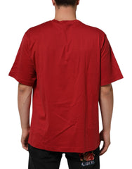 Dolce & Gabbana Red Logo Print Cotton Short Sleeve T-shirt
