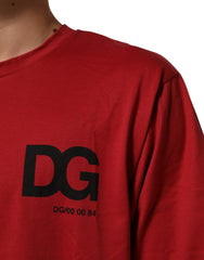 Dolce & Gabbana Red Logo Print Cotton Short Sleeve T-shirt