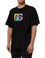 Dolce & Gabbana Black Logo Print Cotton Men Crew Neck T-shirt