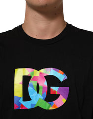 Dolce & Gabbana Black Logo Print Cotton Crew Neck  T-shirt