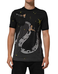 Dolce & Gabbana Black Musical Print Cotton Crew Neck T-shirt