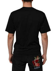 Dolce & Gabbana Black Logo Plaque Cotton Crew Neck T-shirt