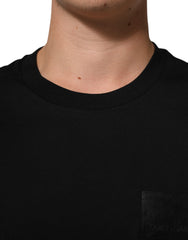 Dolce & Gabbana Black Logo Plaque Cotton Crew Neck T-shirt