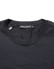 Dolce & Gabbana Black Logo Compass Cotton Crew Neck T-shirt