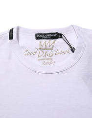 Dolce & Gabbana White Goodluck 2021 Cotton Crew Neck  T-shirt