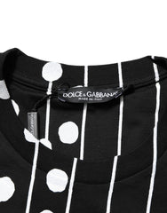 Dolce & Gabbana Black Cotton Polka Dots Round Neck T-shirt