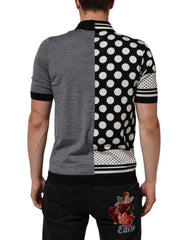 Dolce & Gabbana Black White Polka Dot Collared Polo T-shirt