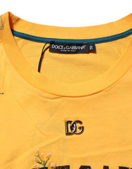 Dolce & Gabbana Yellow Secret Graden Floral Cotton Crew Neck T-shirt