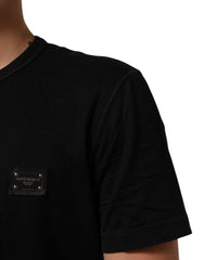 Dolce & Gabbana Black Logo Plaque Cotton Crew Neck T-shirt