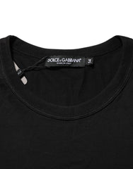 Dolce & Gabbana Black Logo Plaque Cotton Crew Neck T-shirt