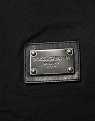 Dolce & Gabbana Black Logo Plaque Cotton Crew Neck T-shirt
