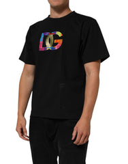Dolce & Gabbana Black Logo Print Cotton Men Crew Neck T-shirt
