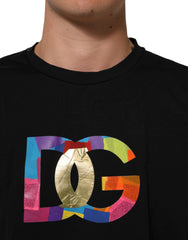 Dolce & Gabbana Black Logo Print Cotton Men Crew Neck T-shirt