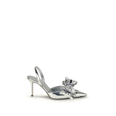 MACH & MACH Silver Leather High Heel Pumps