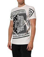 Dolce & Gabbana White Cotton Logo Bandana Print Men T-shirt
