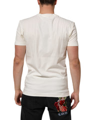 Dolce & Gabbana White Cotton Logo Bandana Print Men T-shirt