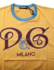 Dolce & Gabbana Yellow Logo Crew Neck Short Sleeves T-shirt