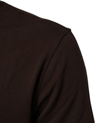 Dolce & Gabbana Brown Coin Laurel Print Men Crew Neck T-shirt