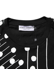 Dolce & Gabbana Black Cotton Polka Dots Round Neck T-shirt