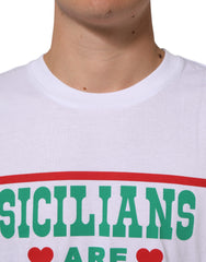 Dolce & Gabbana White Graphic Print Cotton CrewNeck T-shirt
