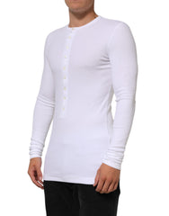 Dolce & Gabbana White Long Sleeves Button Closure T-shirt