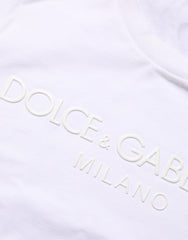 Dolce & Gabbana White Cotton Crew Neck Short Sleeves T-shirt