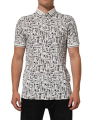 Dolce & Gabbana White Musical Print Collared Polo T-shirt