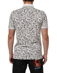 Dolce & Gabbana White Musical Print Collared Polo T-shirt