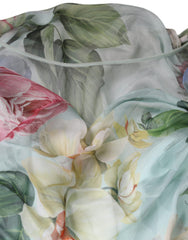 Dolce & Gabbana Blue Floral Print Tiered Long Maxi Dress