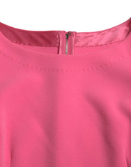 Dolce & Gabbana Pink Polyester Long Sleeves Sheath Midi Dress