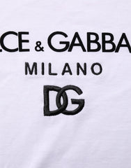 Dolce & Gabbana White Logo Print Cotton Men Crew Neck T-shirt