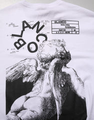 Dolce & Gabbana White Angel Print Cotton Men Crew Neck T-shirt