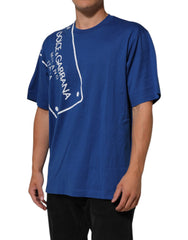 Dolce & Gabbana Blue Logo Print Cotton Crew Neck Men T-shirt