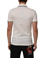 Dolce & Gabbana White Logo Embroidery Cotton Polo T-shirt