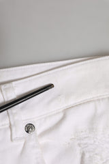 Dolce & Gabbana White Cotton Tattered BOYFRIEND Denim Jeans