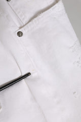 Dolce & Gabbana White Cotton Tattered BOYFRIEND Denim Jeans