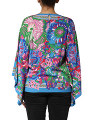 Dolce & Gabbana Multicolor Floral Print Silk Tunic Blouse Top