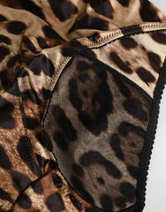Dolce & Gabbana Multicolor Leopard Silk High Waist Girdle Underwear