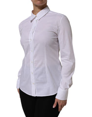 Dolce & Gabbana White Cotton Collared Dress Formal Shirt Top