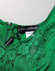Dolce & Gabbana Green Floral Lace Tank Lingerie Top Underwear