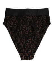 Dolce & Gabbana Black DG Logo Lace High Brief Panty Underwear