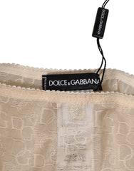 Dolce & Gabbana Beige DG Logo Lace Mid Waist Panty Underwear