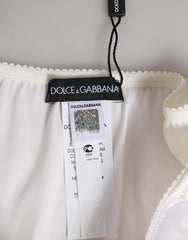 Dolce & Gabbana White Silk Satin Floral Lace Panty Brief Underwear