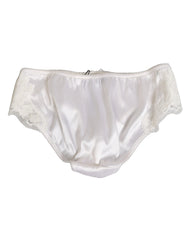 Dolce & Gabbana White Silk Satin Floral Lace Panty Brief Underwear